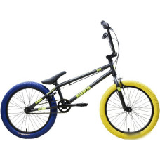 Велосипед Stark Madness BMX 1 2025 (графит матовый/желтый/синий)