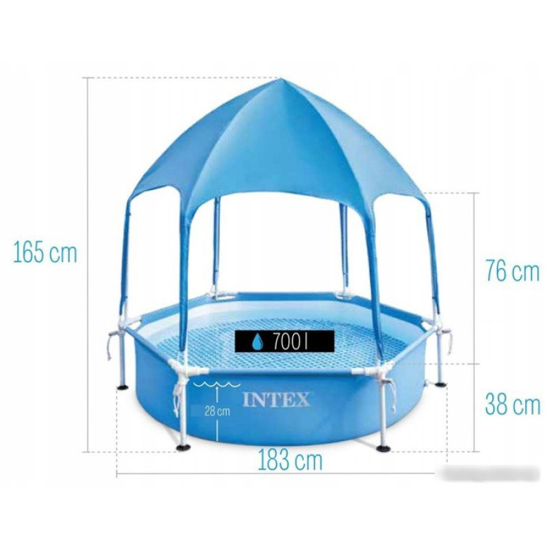 Intex Metal Frame с навесом 28209NP (183x38)